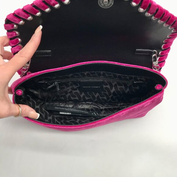 Rebecca Minkoff Pink Velvet Whip Envelope Clutch Bag - Picture 10 of 11